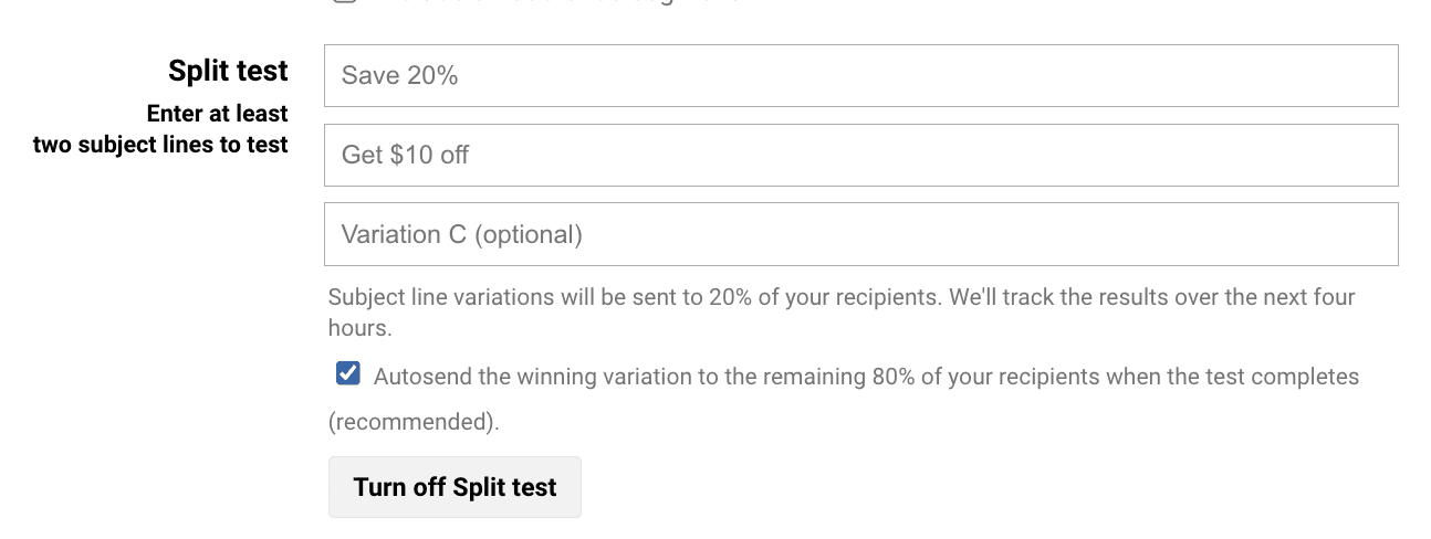 Creating a Subject Line Split Test – Email Marketing Self Help
