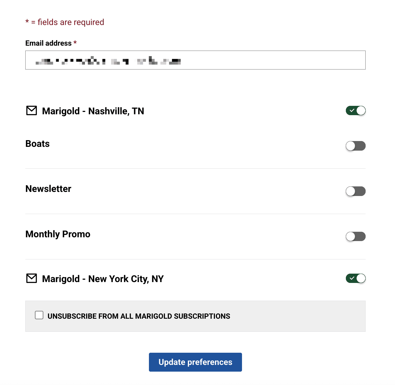 Corporate: Centralized Subscription Center – Email Marketing Self Help